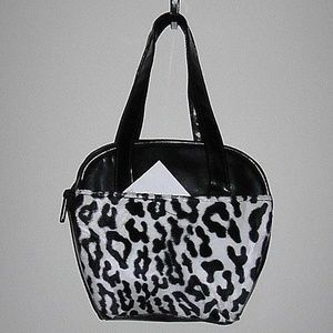 Vintage Rare black white faux fur Leopard print
